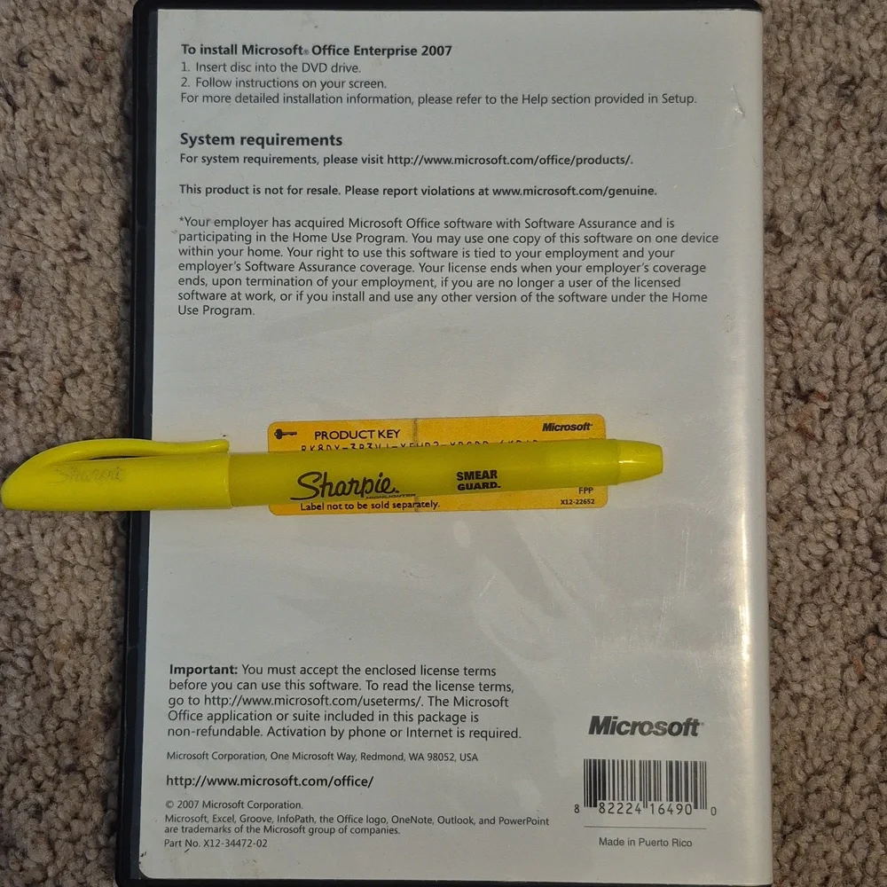 Microsoft Office Enterprise 2007 Home Use plus Product Key Word PowerPoint Excel